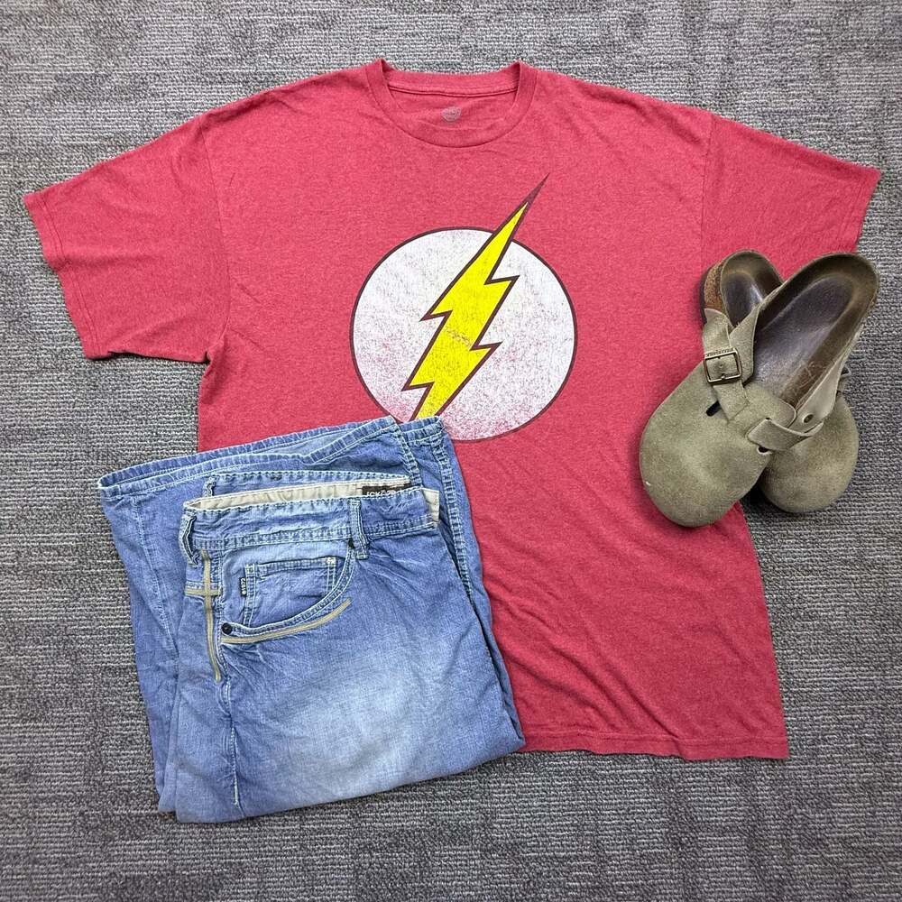 DC Comics Originals The Flash Classic Logo Graphic Heathered Red T-Shirt